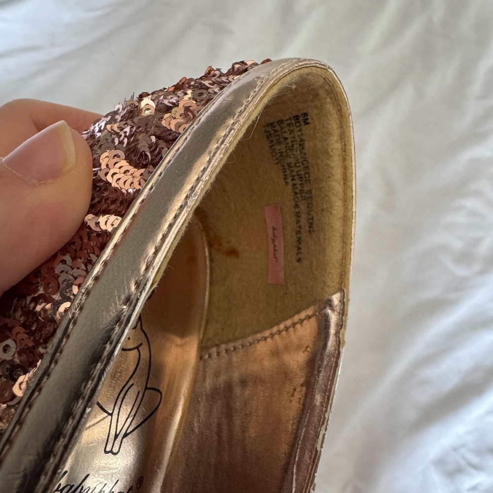 Vintage Baby Phat Rose Gold Sequin Platform Stiletto Heels - Picture 4 of 4